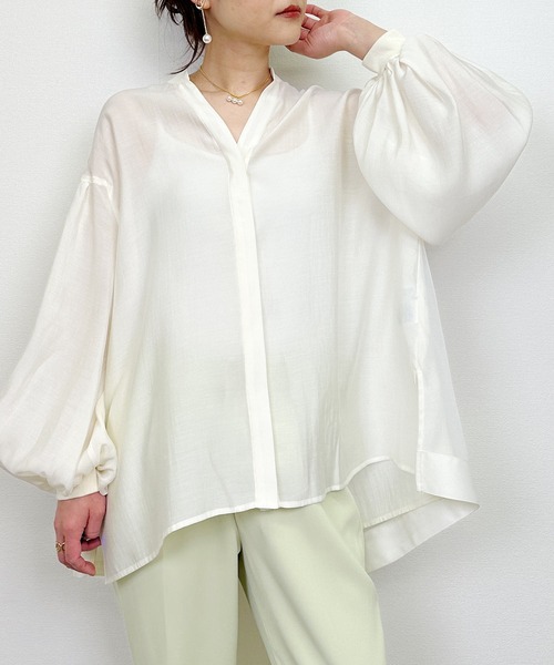 PICCIN（ピッチン）の「バックチュールブラウス（シャツ/ブラウス・レディース・オフホワイト/カーキ・M）」の7枚目の写真