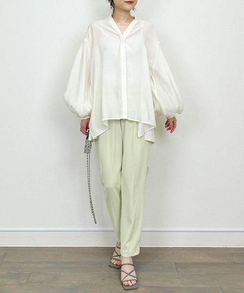 PICCIN（ピッチン）の「バックチュールブラウス（シャツ/ブラウス・レディース・オフホワイト/カーキ・M）」の8枚目の写真