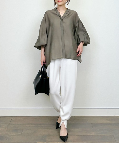 PICCIN（ピッチン）の「バックチュールブラウス（シャツ/ブラウス・レディース・オフホワイト/カーキ・M）」の15枚目の写真