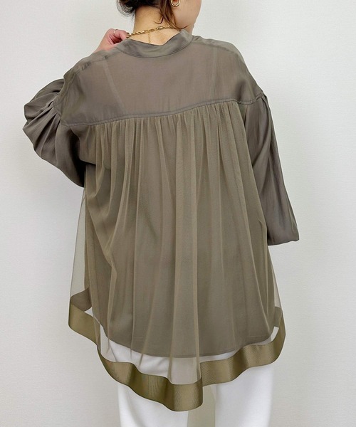 PICCIN（ピッチン）の「バックチュールブラウス（シャツ/ブラウス・レディース・オフホワイト/カーキ・M）」の13枚目の写真