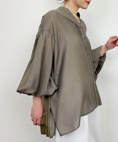 PICCIN（ピッチン）の「バックチュールブラウス（シャツ/ブラウス・レディース・オフホワイト/カーキ・M）」の14枚目の写真