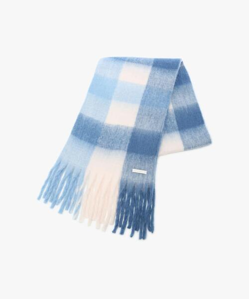 To b. by agnes b.（トゥービーバイアニエスベー）の「ブロックチェック マフラー（マフラー・レディース・ブルー・FREE）」の2枚目の写真