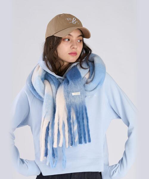 To b. by agnes b.（トゥービーバイアニエスベー）の「ブロックチェック マフラー（マフラー・レディース・ブルー・FREE）」の6枚目の写真