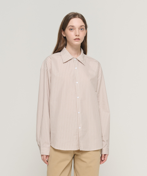 CARGOBROS FOR WOMAN(カーゴブロスフォーウィメン)の「ソフトストライプシャツ(ベージュ)(シャツ/ブラウス・レディース・その他・FREE)」の1枚目の写真
