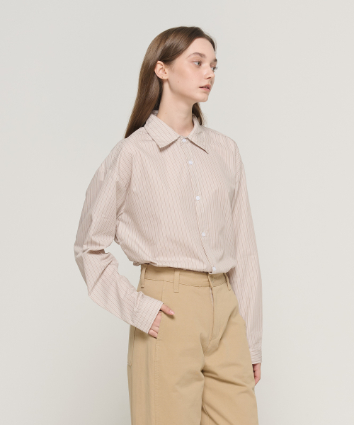 CARGOBROS FOR WOMAN(カーゴブロスフォーウィメン)の「ソフトストライプシャツ(ベージュ)(シャツ/ブラウス・レディース・その他・FREE)」の2枚目の写真