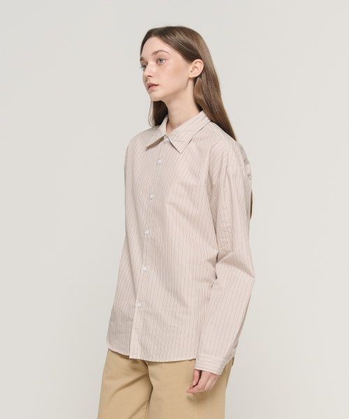 CARGOBROS FOR WOMAN(カーゴブロスフォーウィメン)の「ソフトストライプシャツ(ベージュ)(シャツ/ブラウス・レディース・その他・FREE)」の4枚目の写真