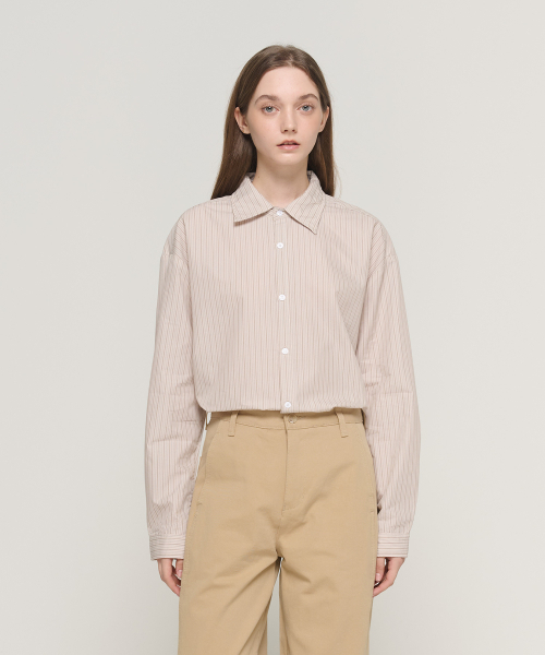 CARGOBROS FOR WOMAN(カーゴブロスフォーウィメン)の「ソフトストライプシャツ(ベージュ)(シャツ/ブラウス・レディース・その他・FREE)」の5枚目の写真