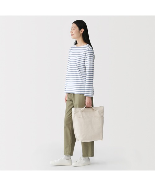 無印良品（ムジルシリョウヒン）の「帆布　ショルダー　トートバッグ（トートバッグ・レディース・ブラック/キャメル/キナリ・FREE）」の4枚目の写真