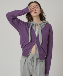 layered-look v-neck cardigan/ レイヤード風Vネックカーディガン