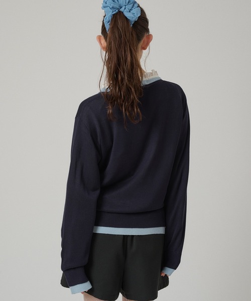 MUHET（ミュエータ）の「layered-look v-neck cardigan/ レイヤード風Vネックカーディガン（カーディガン/ボレロ・レディース・ネイビー/パープル/ブラウン/グレー・FREE）」の13枚目の写真