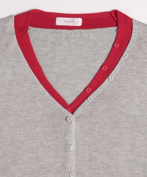 MUHET（ミュエータ）の「layered-look v-neck cardigan/ レイヤード風Vネックカーディガン（カーディガン/ボレロ・レディース・ネイビー/パープル/ブラウン/グレー・FREE）」の16枚目の写真