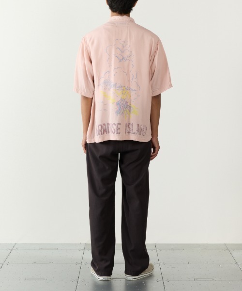 REMI RELIEF（レミレリーフ）の「REMI RELIEF/レミレリーフ プリントデザイン レーヨンアロハシャツ(PARADISE ISLAND) 2026年春夏（シャツ/ブラウス・メンズ・オフホワイト・M/L）」の5枚目の写真