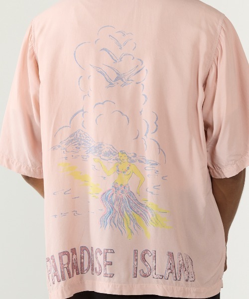 REMI RELIEF（レミレリーフ）の「REMI RELIEF/レミレリーフ プリントデザイン レーヨンアロハシャツ(PARADISE ISLAND) 2026年春夏（シャツ/ブラウス・メンズ・オフホワイト・M/L）」の3枚目の写真