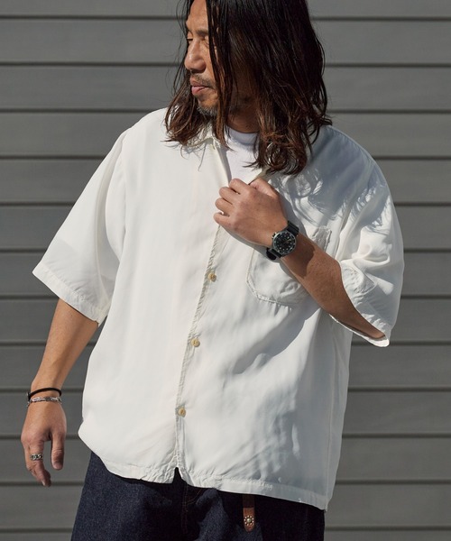 REMI RELIEF(レミレリーフ)の「REMI RELIEF/レミレリーフ プリントデザイン レーヨンアロハシャツ(PARADISE ISLAND) 2026年 夏 夏服(シャツ/ブラウス・メンズ・オフホワイト・M/L/XL)」の15枚目の写真
