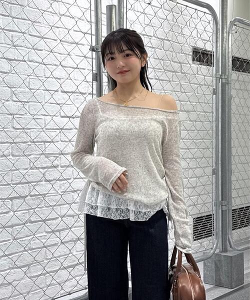 FREE'S MART(フリーズマート)の「◆メランジドロストレースティアードキャミセット(Tシャツ/カットソー・レディース・グレー/ブラック/ブラウン/ホワイト・FREE)」の2枚目の写真