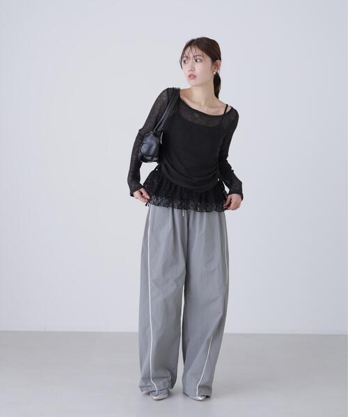 FREE'S MART(フリーズマート)の「◆メランジドロストレースティアードキャミセット(Tシャツ/カットソー・レディース・グレー/ブラック/ブラウン/ホワイト・FREE)」の15枚目の写真