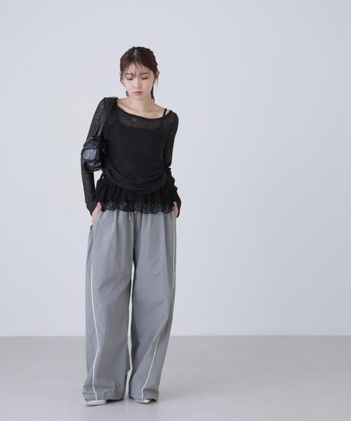 FREE'S MART(フリーズマート)の「◆メランジドロストレースティアードキャミセット(Tシャツ/カットソー・レディース・グレー/ブラック/ブラウン/ホワイト・FREE)」の16枚目の写真