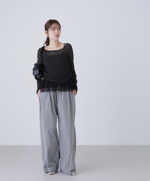 FREE'S MART(フリーズマート)の「◆メランジドロストレースティアードキャミセット(Tシャツ/カットソー・レディース・グレー/ブラック/ブラウン/ホワイト・FREE)」の17枚目の写真