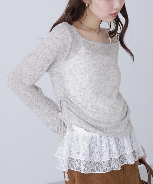 FREE'S MART（フリーズマート）の「◆メランジドロストレースティアードキャミセット（Tシャツ/カットソー・レディース・グレー/ブラック/ブラウン/ホワイト・FREE）」の13枚目の写真