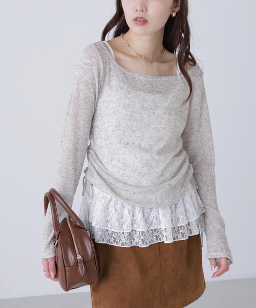 FREE'S MART（フリーズマート）の「◆メランジドロストレースティアードキャミセット（Tシャツ/カットソー・レディース・グレー/ブラック/ブラウン/ホワイト・FREE）」の10枚目の写真