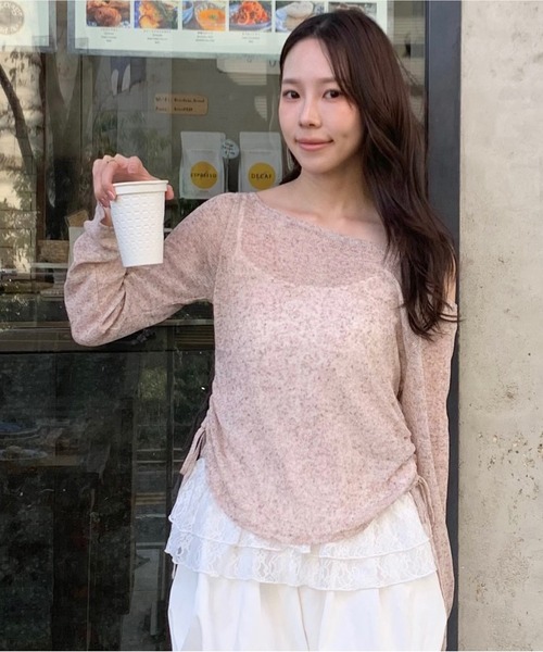 FREE'S MART(フリーズマート)の「◆メランジドロストレースティアードキャミセット(Tシャツ/カットソー・レディース・グレー/ブラック/ブラウン/ホワイト・FREE)」の10枚目の写真