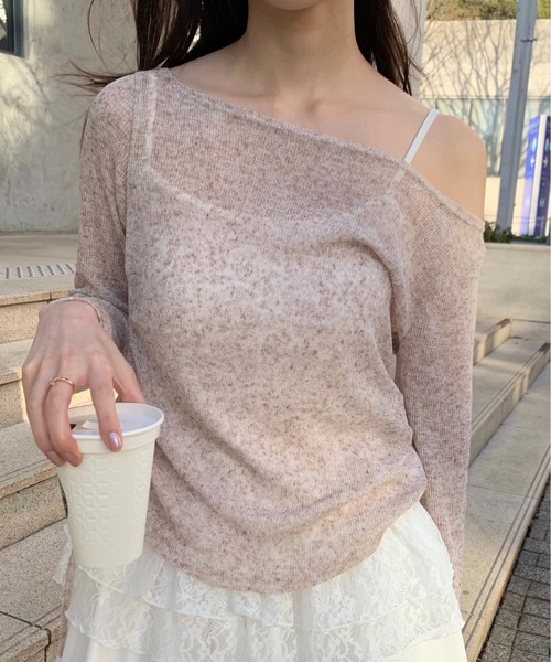 FREE'S MART(フリーズマート)の「◆メランジドロストレースティアードキャミセット(Tシャツ/カットソー・レディース・グレー/ブラック/ブラウン/ホワイト・FREE)」の12枚目の写真