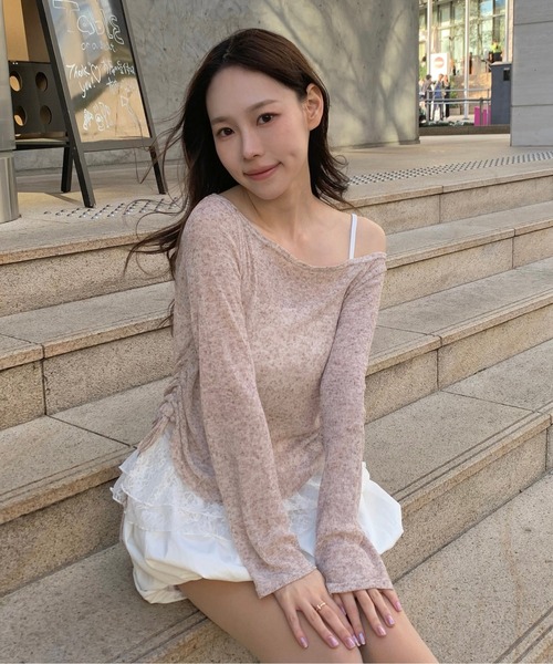 FREE'S MART(フリーズマート)の「◆メランジドロストレースティアードキャミセット(Tシャツ/カットソー・レディース・グレー/ブラック/ブラウン/ホワイト・FREE)」の9枚目の写真