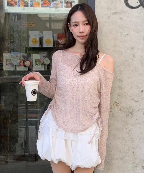 FREE'S MART(フリーズマート)の「◆メランジドロストレースティアードキャミセット(Tシャツ/カットソー・レディース・グレー/ブラック/ブラウン/ホワイト・FREE)」の11枚目の写真