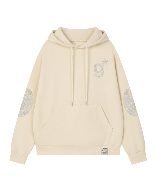 GRAVER（グレーバー）の「[ユニセックス] アプリケ G フードパーカー_3カラー（パーカー・レディース・スカイブルー/ブラック/Cream・SMALL/MEDIUM/LARGE）」の4枚目の写真