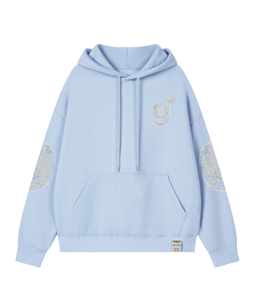 GRAVER（グレーバー）の「[ユニセックス] アプリケ G フードパーカー_3カラー（パーカー・レディース・スカイブルー/ブラック/Cream・SMALL/MEDIUM/LARGE）」の5枚目の写真