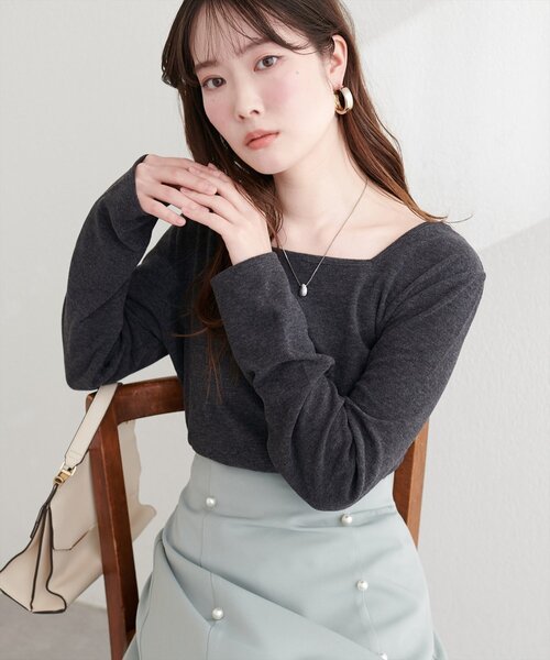 natural couture(ナチュラルクチュール)の「起毛フラッフィー2WAYプルオーバー(Tシャツ/カットソー・レディース・ピンク/イエロー/チャコールグレー/その他1/アイボリー・FREE)」の1枚目の写真