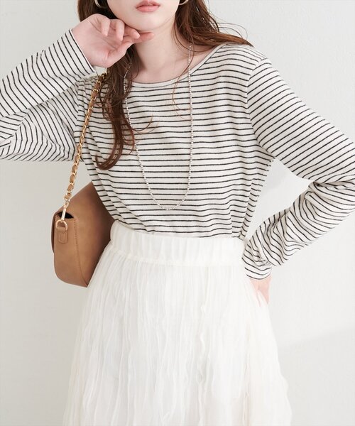 natural couture(ナチュラルクチュール)の「起毛フラッフィー2WAYプルオーバー(Tシャツ/カットソー・レディース・ピンク/イエロー/チャコールグレー/その他1/アイボリー・FREE)」の6枚目の写真