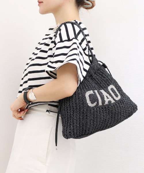 cache cache(カシュ カシュ)の「カシュカシュ cachecache / メッセージラメニット2wayバッグ(トートバッグ・レディース・ホワイト/ブラック・FREE)」の21枚目の写真
