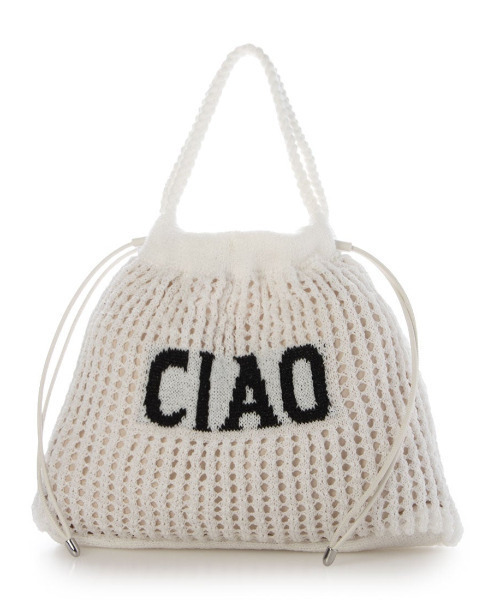 cache cache(カシュ カシュ)の「カシュカシュ cachecache / メッセージラメニット2wayバッグ(トートバッグ・レディース・ホワイト/ブラック・FREE)」の3枚目の写真