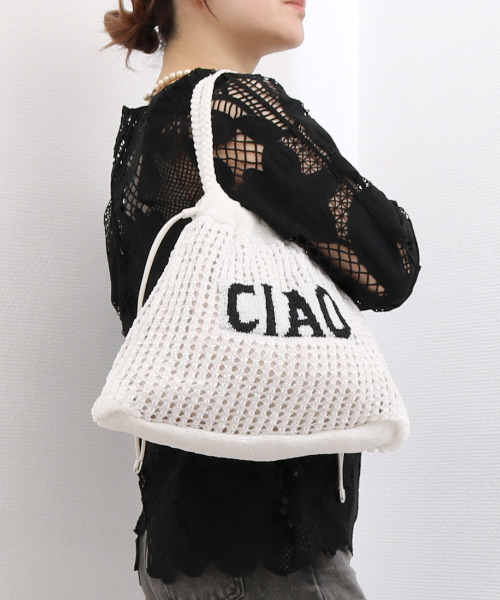 cache cache(カシュ カシュ)の「カシュカシュ cachecache / メッセージラメニット2wayバッグ(トートバッグ・レディース・ホワイト/ブラック・FREE)」の11枚目の写真