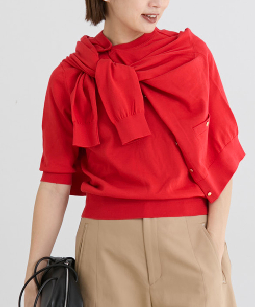 IENA(イエナ)の「《アンサンブル対応/新色あり/追加2》PARIGI プルオーバー(ニット/セーター・レディース・ネイビー/レッド/ライトグレー/ブラック・FREE)」の4枚目の写真