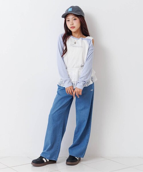 algy（アルジー）の「レイヤード風リブロンT（Tシャツ/カットソー・キッズ・ネイビー/サックスブルー/ブラック・160/150/140/130）」の6枚目の写真