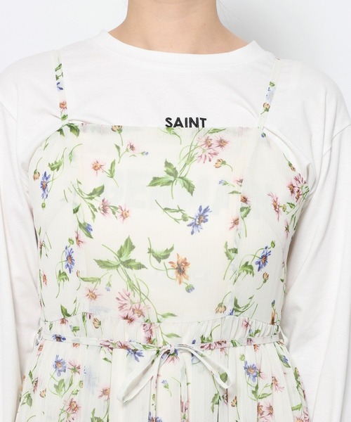 mysty woman(ミスティウーマン)の「楊柳ボタニカルキャミワンピース 659363(ワンピース・レディース・ブラック/アイボリー・FREE)」の12枚目の写真