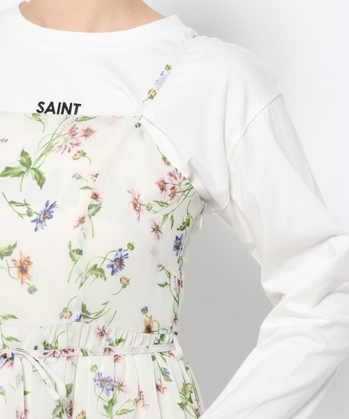 mysty woman(ミスティウーマン)の「楊柳ボタニカルキャミワンピース 659363(ワンピース・レディース・ブラック/アイボリー・FREE)」の13枚目の写真