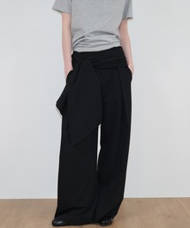 SOLWEIGE（ソルヴェイグ）の「【SOLWEIGE】ピンストライプ レイヤード風 ワイドスラックス（スラックス）」