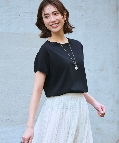 23区 L（ニジュウサンクオオキイサイズ）の「レーヨンポリエステルストレッチ プルオーバー ニット（ニット/セーター・レディース・ネイビー系/ブラウン系1/ホワイト系1/ホワイト系/ブラック系/ネイビー系1/ダークブラウン系/スカイブルー系/ピンク系/ベージュ系/キャメル/ダルブルー系/ライトオレンジ系・46/44）」の8枚目の写真