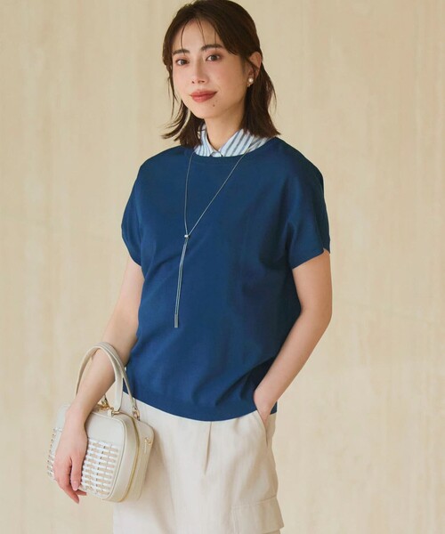 23区 L（ニジュウサンクオオキイサイズ）の「レーヨンポリエステルストレッチ プルオーバー ニット（ニット/セーター・レディース・ネイビー系/ブラウン系1/ホワイト系1/ホワイト系/ブラック系/ネイビー系1/ダークブラウン系/スカイブルー系/ピンク系/ベージュ系/キャメル/ダルブルー系/ライトオレンジ系・46/44）」の10枚目の写真
