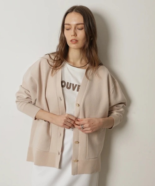 CADUNE（カデュネ）の「ダブルフェイスニットカーデ（ニット/セーター・レディース・ライトイエロー/ピンクベージュ/ピンク/ネイビー/ホワイト・38）」の5枚目の写真