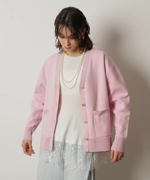 CADUNE（カデュネ）の「ダブルフェイスニットカーデ（ニット/セーター・レディース・ライトイエロー/ピンクベージュ/ピンク/ネイビー/ホワイト・38）」の4枚目の写真