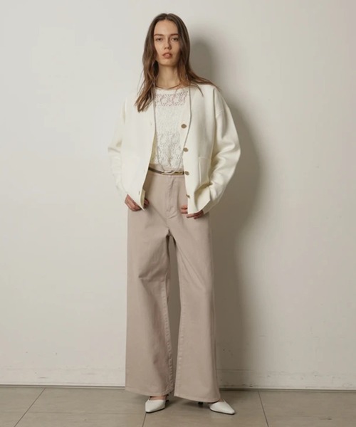 CADUNE（カデュネ）の「ダブルフェイスニットカーデ（ニット/セーター・レディース・ライトイエロー/ピンクベージュ/ピンク/ネイビー/ホワイト・38）」の12枚目の写真