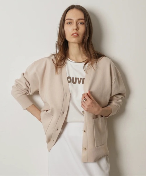 CADUNE（カデュネ）の「ダブルフェイスニットカーデ（ニット/セーター・レディース・ライトイエロー/ピンクベージュ/ピンク/ネイビー/ホワイト・38）」の14枚目の写真