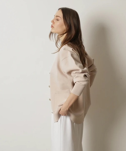 CADUNE（カデュネ）の「ダブルフェイスニットカーデ（ニット/セーター・レディース・ライトイエロー/ピンクベージュ/ピンク/ネイビー/ホワイト・38）」の15枚目の写真