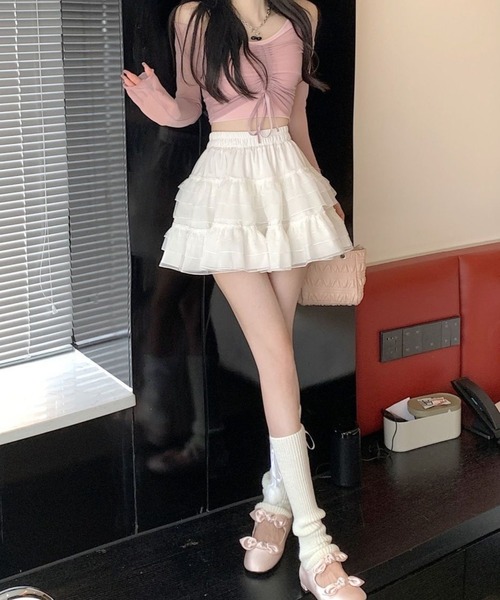 CANVAS+(キャンバスプラス)の「【CANVAS+】レース切り替えティアードミニスカート(スカート・レディース・ホワイト/ブラック・M)」の21枚目の写真