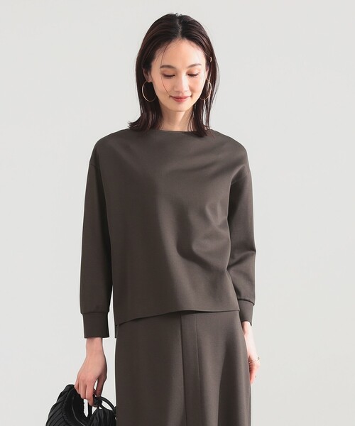 Demi-Luxe BEAMS（デミルクス ビームス）の「ポンチ ボートネック プルオーバー（Tシャツ/カットソー・レディース・カーキ/オフホワイト・ONE SIZE）」の5枚目の写真