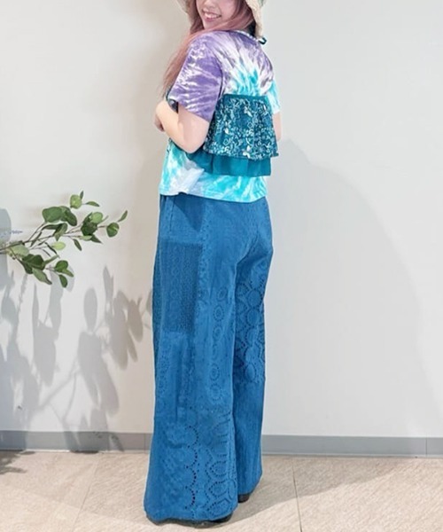 チャイハネ(チャイハネ)の「【チャイハネ】ハルティラフリルストール(ストール/ショール・レディース・ターコイズブルー/オレンジ・FREE)」の10枚目の写真